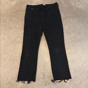 Madewell Black Straight Leg Jeans with Frayed Hem